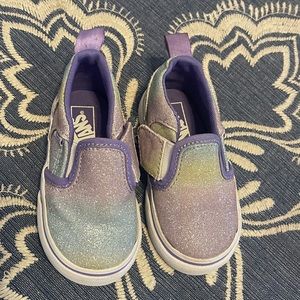 Vans Old Skool Velcro Glittery Shoes 4(toddler)